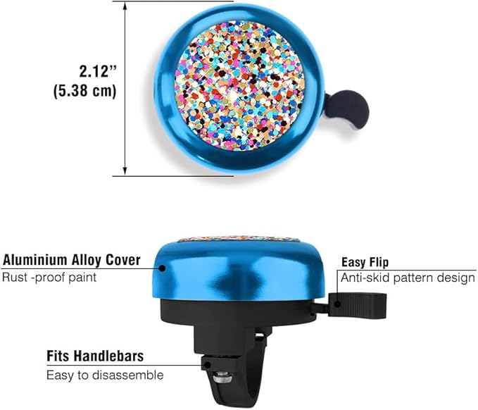 WIRESTER Blue Aluminum Round Bike Bell, Classic Ring Bicycle Bell, Bike Accessories Bell Ring for Adults Kids Girls Boys