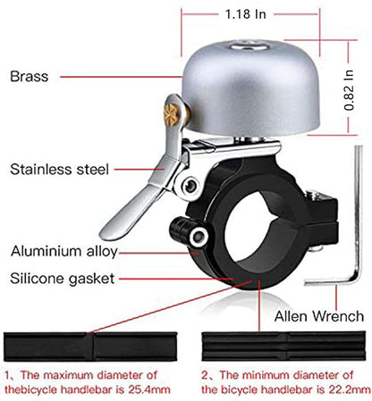 Greallthy Bike Bell Classic Brass Bicycle Bell,Bike Bells for Adults Kids, Loud Retro Bell for Road & Mountain Bikes, Universal Handlebar Fit.