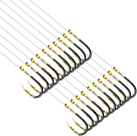 Dyxssm Small Fishing Hooks with Line, Pre Tied Tiny Fishing Hook on Nylon Line (Pack of 20)