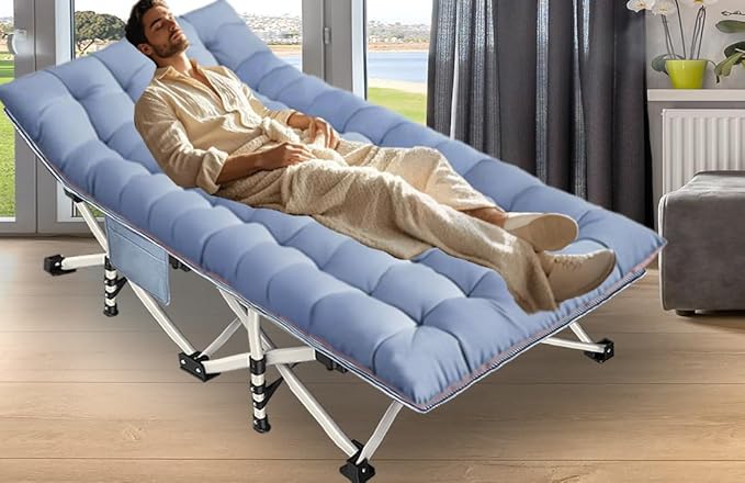 79" L x 32" W x 18" H Camping Cot with Comfortable Mattress for Adults Oversize XXL Cots for Sleeping Camping Bed Folding Cot Heavy Duty with Carry Bag for Home Outdoor Travel