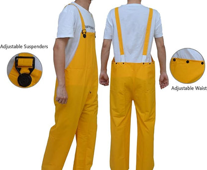 RainRider Rain Suit for Men Women Leathercraft Rain Gear Heavy Duty 3-Piece Commercial Rain Jacket with Bib Pants Overall