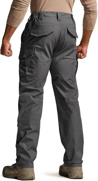 CQR Men's Flex Stretch Tactical Pants, Water Resistant Ripstop Cargo Pants, Lightweight EDC Outdoor Work Hiking Pants