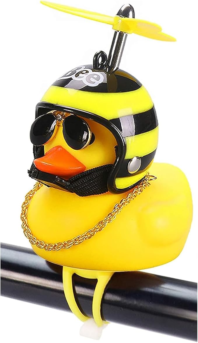 Lovely Yellow Duck Bike Bell, Kids Bike Horn, Rubber Yellow Duck Bicycle Accessories with LED Light - for Kids Toddler Children Adults Sport Outdoor