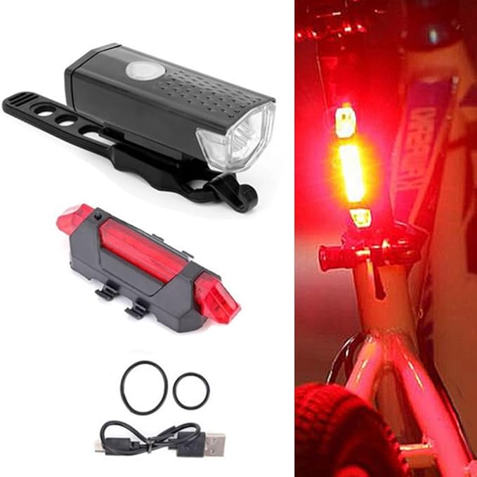 Waterproof Lamp USB LED Rechargeable Front and Tail Light Set Bike Accessories USB Rechargeable Cycle Lamp