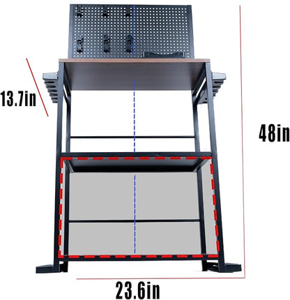 Fishing Rod Holders for Garage 3-Tier, Integrated structure extremely stable, Gear Storage for Up to 12 Rods with Hooks & Wheels, for Rod, Box, Reel Storage (6 hooks 6 reel rack 1 trays 4 wheels)