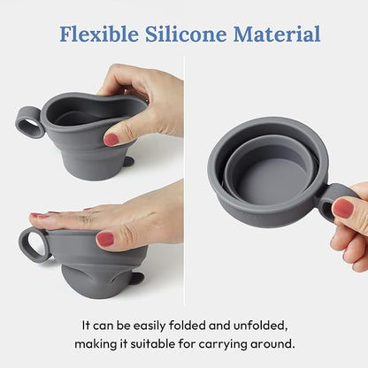 carrotez 2 pack Mini Silicone Collapsible Travel Cup for Camping, Hiking, Backpacking, and Picnics, 6 oz, Reusable, Food-grade, BPA- Free, Lightweight, Unbreakable, Portable, Small - Modern Grey