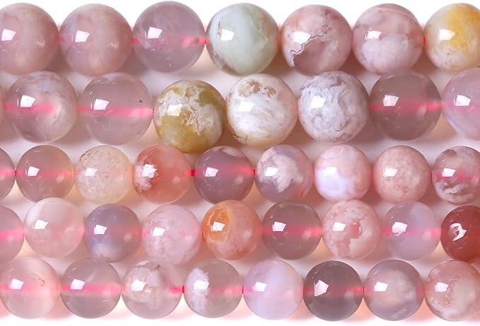 8MM 45PCS Natural Sakura Agate Gemstone Crystal Beads for Jewelry Making DIY Bracelet