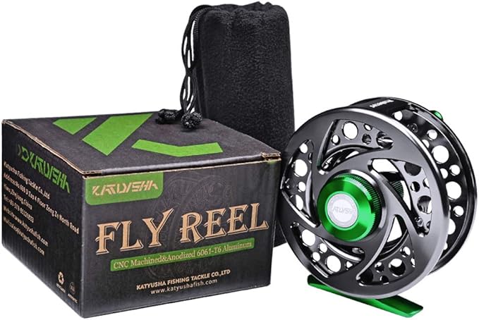 Fly Fishing Reel Fly Reels - Large Arbor CNC-Machined Aluminum Alloy Body Light Weight 5/7, 7/9, 9/10 wt (Black, Green, Silver/Blue, Gray-Green, Silver-Blue,Gunmetal,Ice Blue,Sapphire Blue)