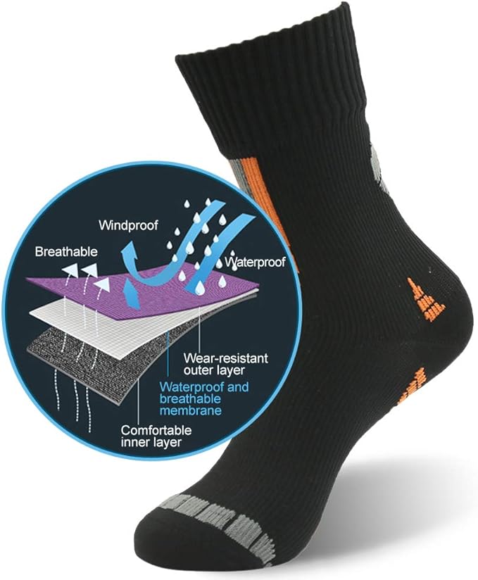 RANDY SUN Waterproof Socks, Unisex Hiking Wading Trail Running Kayaking Crew Socks