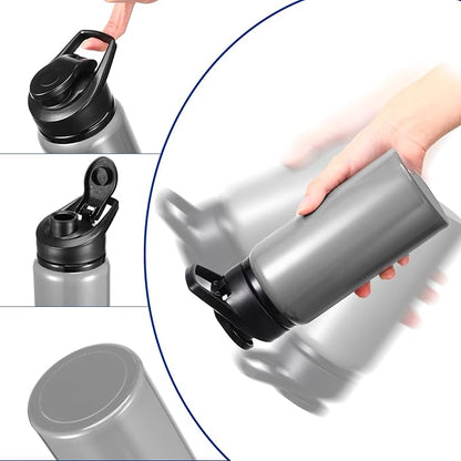 Mimorou 10 Pieces 13.5 oz Reusable Aluminum Water Bottles Bulk Outdoor Sports Water Bottles Multipack Travel Bottles for Gym, Hiking, Cycling, Camping, Fishing, Snap Lid(Gray)