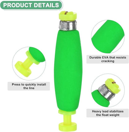 Fishing Bobbers Floats, EVA Foam Weighted Bobbers for Crappie/Bluegill/Trout Bass/Catfish, Clip-on Floats Slip Corks
