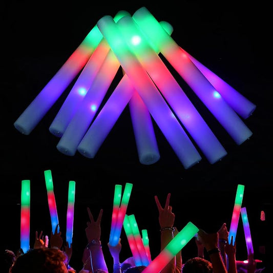 30 PCS Foam Glow Sticks, Colorful Foam Light Up Sticks for Party Supplies with 3 Flashing Modes, Long-Lasting Led Glow Stick Bulk for Birthday, Wedding, Carnival, Concert