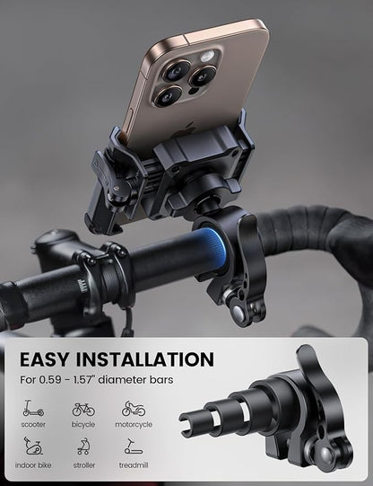Lamicall Motorcycle Bike Phone Mount - [No Block Camera] [1s Lock] Bike Cell Phone Holder Clamp, Bicycle Scooter Handlebar Clip, for iPhone 17 16 15 14 Pro Max, Galaxy S25 S24 Ultra, 4.7-7" Phones