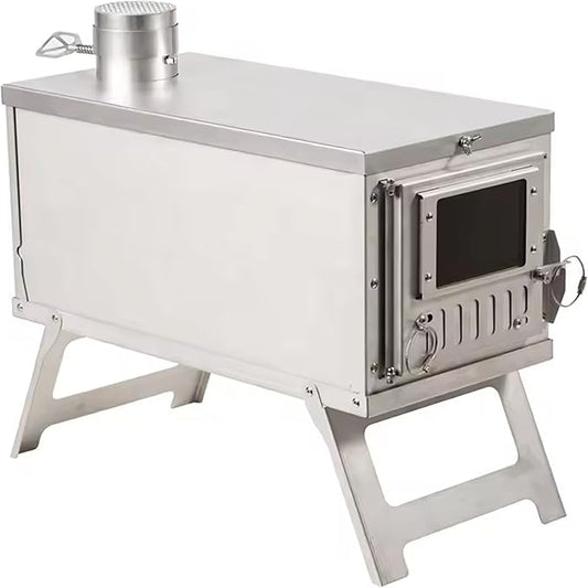 Portable Wood-Burning Stove for Camping with Backpack and 8.6 ft Chimney Pipe; Lightweight and Foldable for Tent, Hunting, Ice Fishing, Travel; Ideal Gift for Campers, Outdoor Accessories