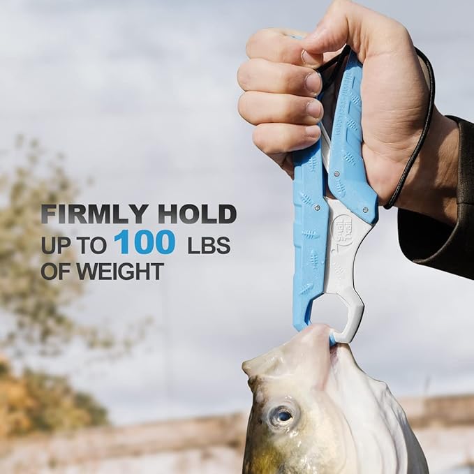 SNAIL TRAIL 7.5''/9'' Floating Fish Gripper, Fishing Grabber, Catfish Mouth Pliers, Caught Bass Holder, Digital Scale Hook Clamp, Saltwater Lip Grip Tool with Lanyard, Gifts for Men
