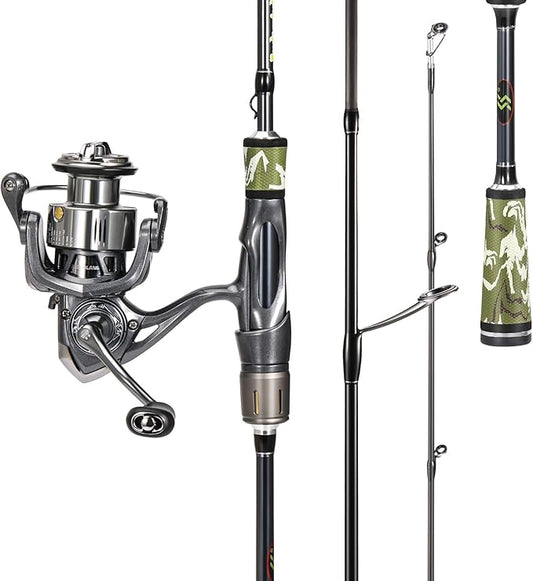 Sougayilang BD 2-Piece Spinning Fishing Rod and Reel Combo,Split-Grip Golf Handle,30 Ton Carbon Fiber,Light and Smooth Spinning Reel for Freshwater and Saltwater