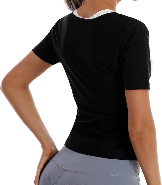 Sauna Suit Waist Trainer for Women Belly Fat,Sauna Shirt Short Sleeves Waist Trimmer Body Shaper Tank Tops