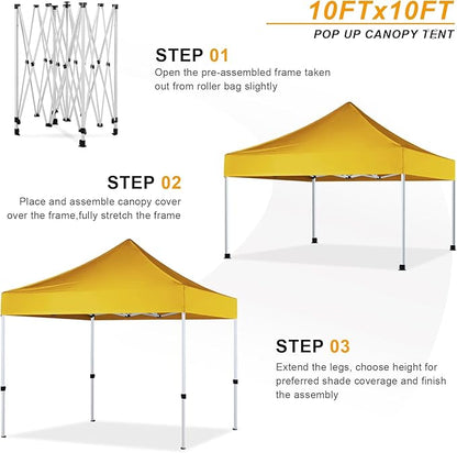 10x10 Pop Up Canopy Tent Commercial Series,Gold