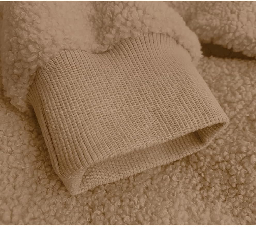 MIROL Women's Fall Trendy Fleece Jacket Faux Sherpa Fuzzy Casual Long Sleeve Zip Up Loose Fit Bomber Winter Coat