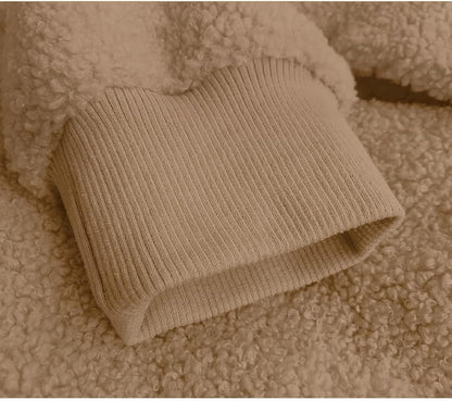 MIROL Women's Fall Trendy Fleece Jacket Faux Sherpa Fuzzy Casual Long Sleeve Zip Up Loose Fit Bomber Winter Coat