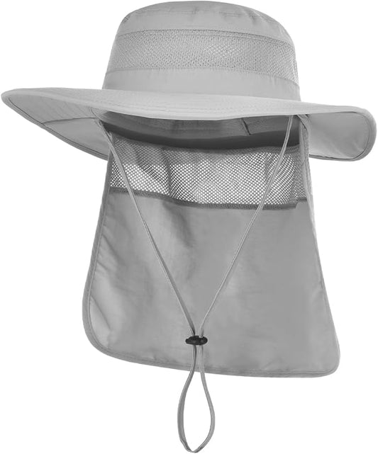 Men&Women Foldable Outdoor Sun Hat with Packable Neck Flap, UV Sun Protection Wide Brim Safari Cap