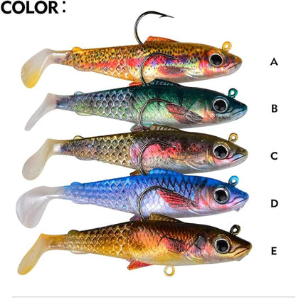 Fishing Soft Plastic Lures - Pre-Rigged Soft Fishing Lures - Great Action Swimbaits with Spinner - Fishing Gear for Bass Trout Walleye, Crappie Fishing Jigs Bait