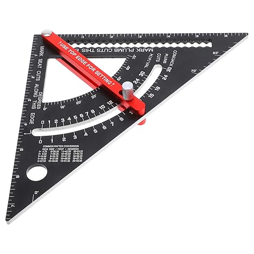 VALICLUD Adjustable Woodworking Ruler Aluminum Alloy Multifunctional Carpenter Triangular Measuring Tool with Precision Angle Scale for Accurate Measuring and Layout