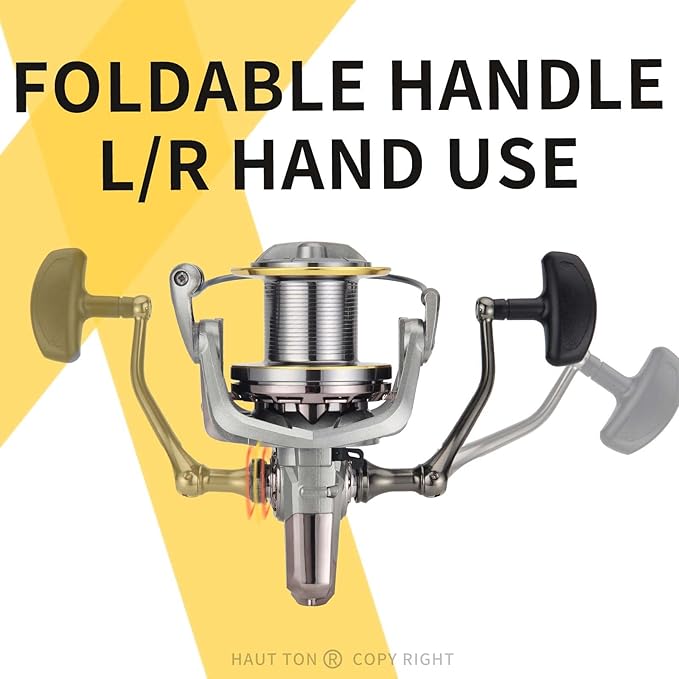 HAUT TON Spinning Reel 8000/9000/10000/12000/14000,6+1BB Metal Surf Fishing Reels,4.8:1 Gear Ratio 55lbs Drag Heavy Long Casting Inshore Saltwater Monster Fish