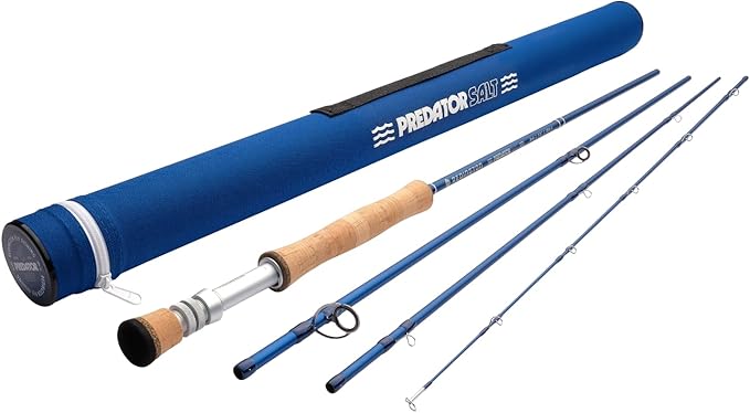 Redington Predator Salt Fly Rod – Fast Action Saltwater Fly Rod with Travel Case – Full-Wells Grip, Anodized Reel Seat, Chrome Guides – Striper, Redfish, Bonefish, Tarpon, Permit - 4PC