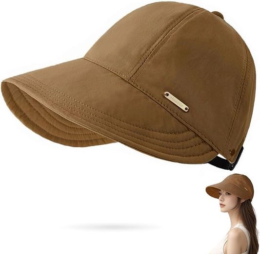 huablo]UPF 50+Womens Sun Hat UV Protection Hiking Fishing Hats Wide Brim Hat Adjustable Ponytail Packable Sun Cap