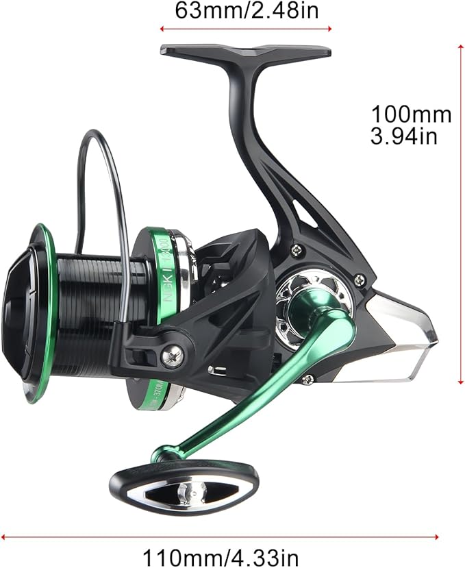 HAUT TON Spinning Reel 8000/9000/10000/12000/14000,6+1BB Metal Surf Fishing Reels,4.8:1 Gear Ratio 55lbs Drag Heavy Long Casting Inshore Saltwater Monster Fish