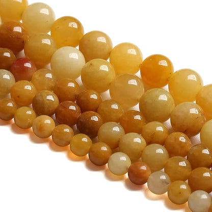 6MM 60PCS Natural Stone Yellow Jade Loose Beads for Jewelry Making DIY Bracelet 1 Strand