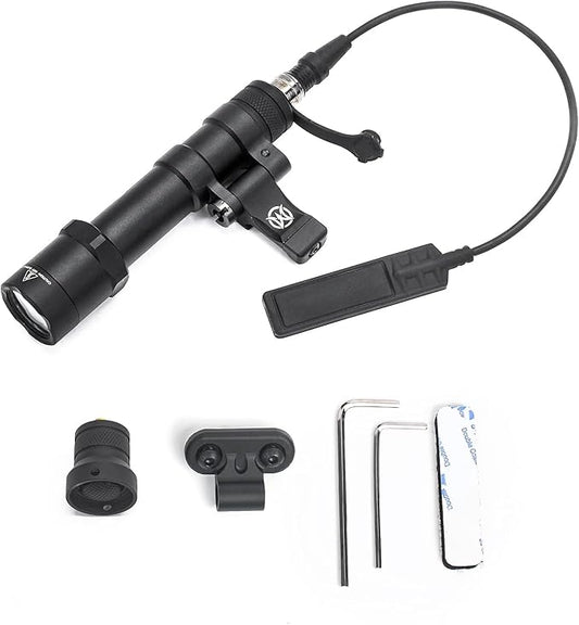 NOBUHIRO M600B 600 Lumens Tactical Flashlight, with Replaceable Mounting Rotating Base for 20mm Picatinny & Mlok/Keymod Rail, Include with Remote Pressure & Push Button Switch (M600B)