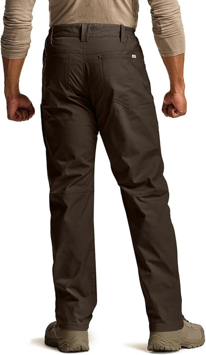 CQR Men's Flex Stretch Tactical Pants, Water Resistant Ripstop Cargo Pants, Lightweight EDC Outdoor Work Hiking Pants