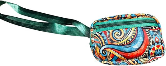 Yewande&co Neoprene Fanny Pack Belt Bag – Lightweight Waterproof Waist Bag with Adjustable Strap, 3 Zippered Pockets, Crossbody Belt Bag for Travel, African Design Crossbody Bags (Waves)