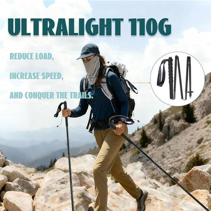 High Strength 5-Section Foldable Carbon Fiber Trekking Poles - 115g/125g/130g, Compact Hiking Staff for Men & Women, Ideal for Hiking, Trekking, Mountaineering & Backpacking