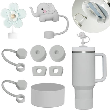 Stanley Cup Accessories Set - 6 Pcs Silicone Spill Proof Stopper, 2 Straw Cover Caps, 1 Silicone Boot for 40/30oz Tumbler (Fog)
