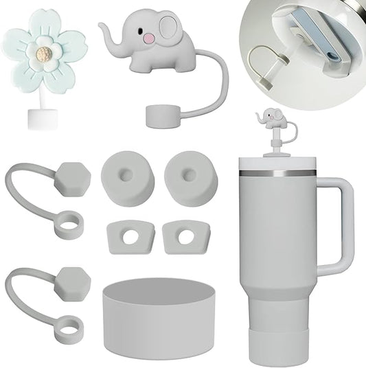 Stanley Cup Accessories Set - 6 Pcs Silicone Spill Proof Stopper, 2 Straw Cover Caps, 1 Silicone Boot for 40/30oz Tumbler (Fog)