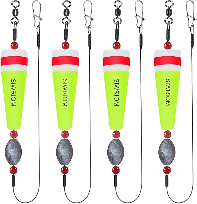 Popping Corks Floats for Saltwater Fishing Bobber, 4PCS Weighted Bobbers Inshore Fishing Popping Cork Float Rig Rattle Popper for Redfish Speckled Trout Sheepshead Flounder Fishing Tackle