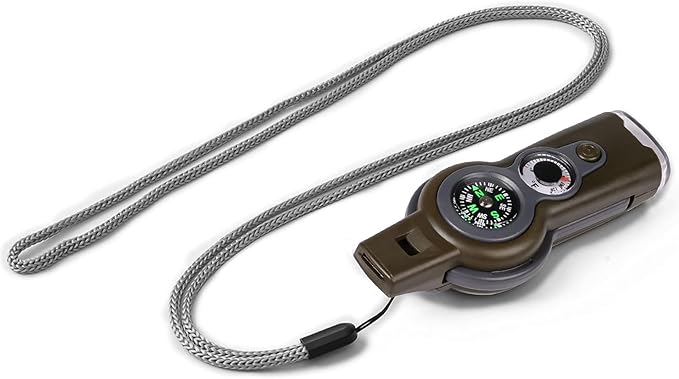 Emergency Survival Function Whistle, Outdoor Multifunctional Tool Safety Whistle with Lanyard, Ideal for Kayaking, Boating, Hiking, Camping, Climbing, Hunting, Fishing, Rescue Signaling