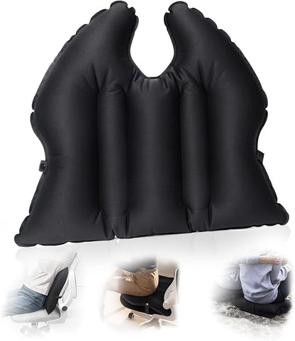 DAWNTREES Inflatable Seat Cushion, Lightweight, Waterproof, Suitable for Office/Home Chair Pad Support and Convenient Seat Cushion for Travel,Car,Outdoor Stadium and Camping,Black