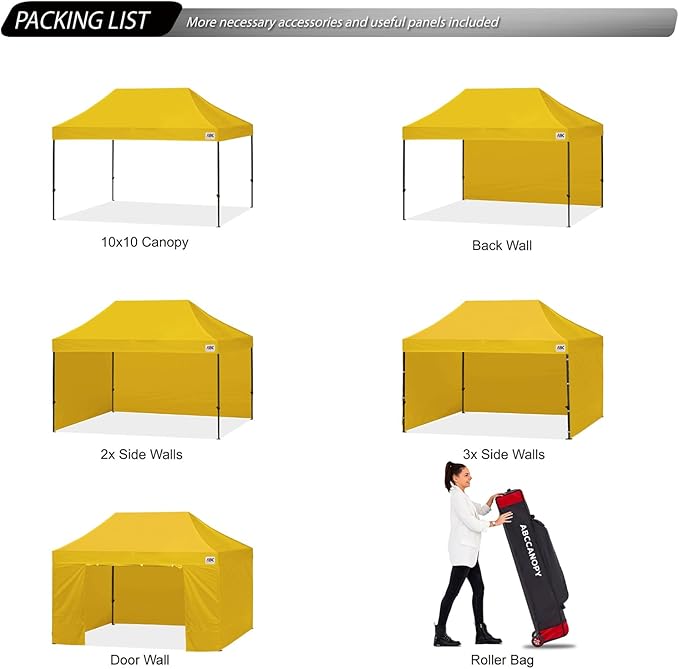 ABCCANOPY Heavy Duty Easy Pop up Canopy Tent with Sidewalls 10x15, Gold