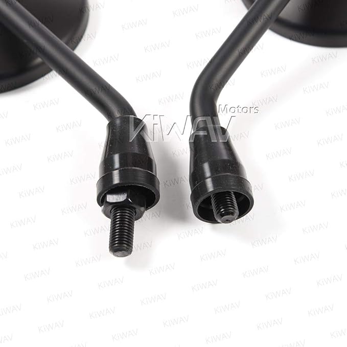 KiWAV Motorcycle 4 Inches Round Mirrors Rear View Side Old School Black Eclipse Short Stem Convex 10mm M10 1.25 Pitch Standard Threads Compatible for Most Metric Bikes Pack of a Pair