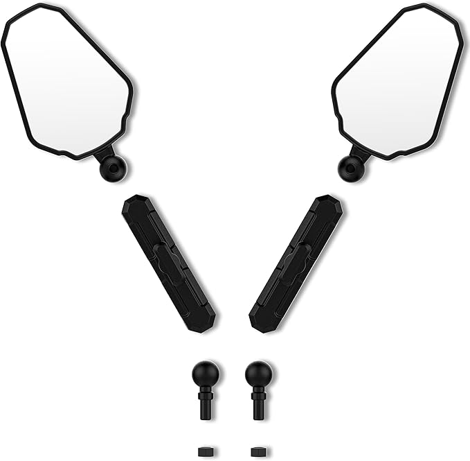Upgraded Adventure Motorcycle Mirrors, Ball-Head ATV Rear View Mirror No Vibration & Wobble With 8/10MM Screw and 7/8" Handlebar Aluminum Mount Compatible with ATV Dirt Bike and More