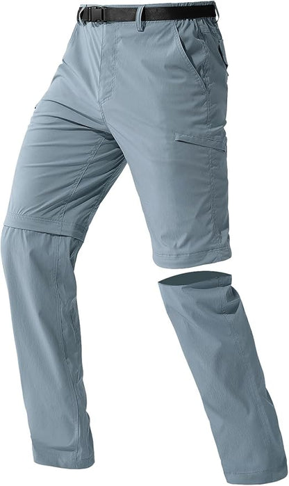 FREE SOLDIER Men's Outdoor Convertible Hiking Pants with Belt Lightweight Quick Dry Tactical Cargo Pants Nylon Spandex