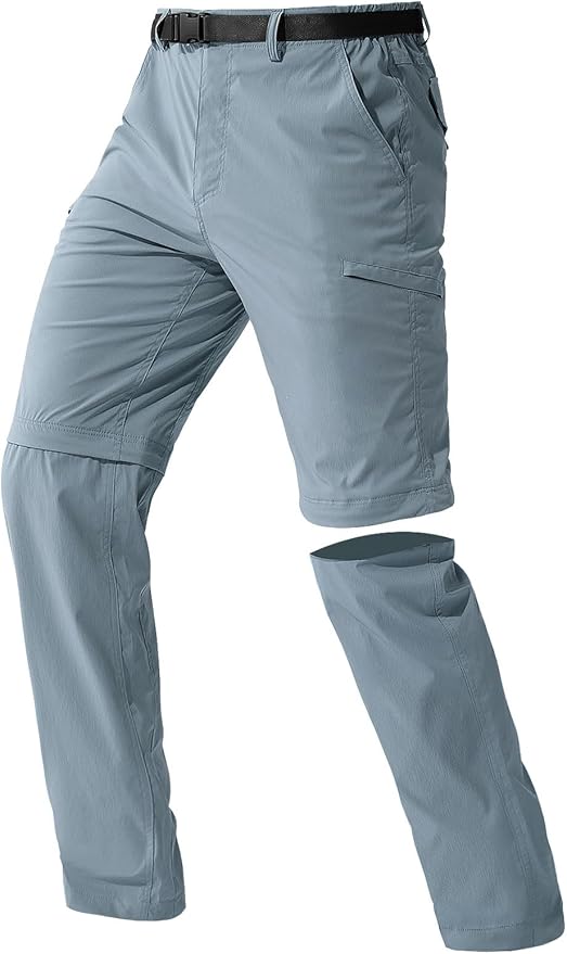 FREE SOLDIER Men's Outdoor Convertible Hiking Pants with Belt Lightweight Quick Dry Tactical Cargo Pants Nylon Spandex