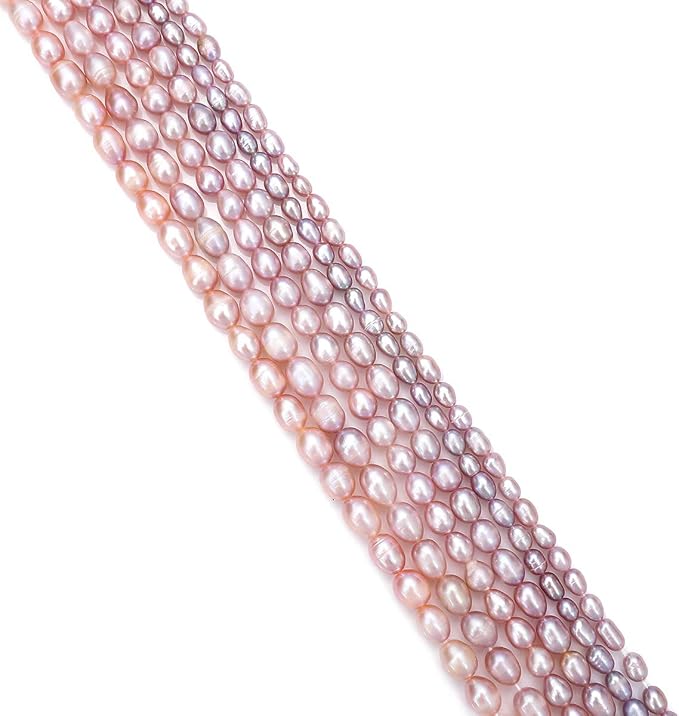 Natural Pearl Beads Rice 6-7mm Purple Freshwater Cultured Loose Gemstone Beads for DIY Jewelry Making 13.8''/Strand
