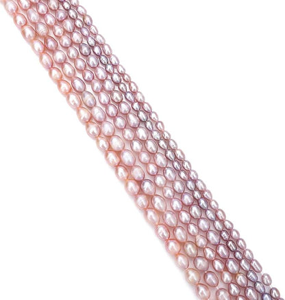 Natural Pearl Beads Rice 6-7mm Purple Freshwater Cultured Loose Gemstone Beads for DIY Jewelry Making 13.8''/Strand