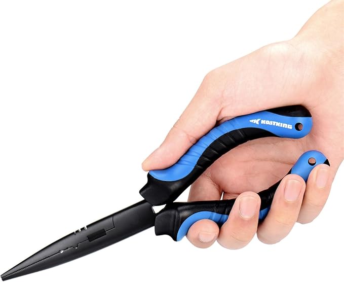 KastKing Intimidator Fishing Pliers, Corrosion Resistant Polymer Coated Fishing Tools, Tungsten Carbide Cutters, Saltwater Resistant Fishing Gear
