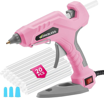 Pink Hot Glue Gun Full Size, 60W/100W Dual Temp Glue Gun, Fast Heating Heavy and Duty Glue Gun with 20PCS Glue Sticks for Arts, Home Repair, Professional DIY & Industrial Use